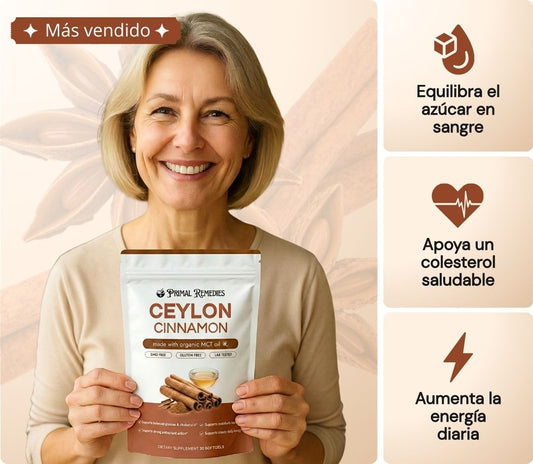 Ceylon Cinnamon equivalente a 7,200 mg con Aceite MCT