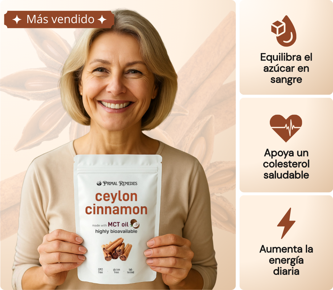 Ceylon Cinnamon equivalente a 7,200 mg con Aceite MCT