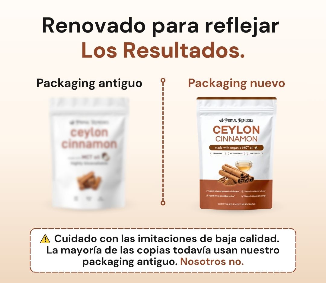 Ceylon Cinnamon equivalente a 7,200 mg con Aceite MCT