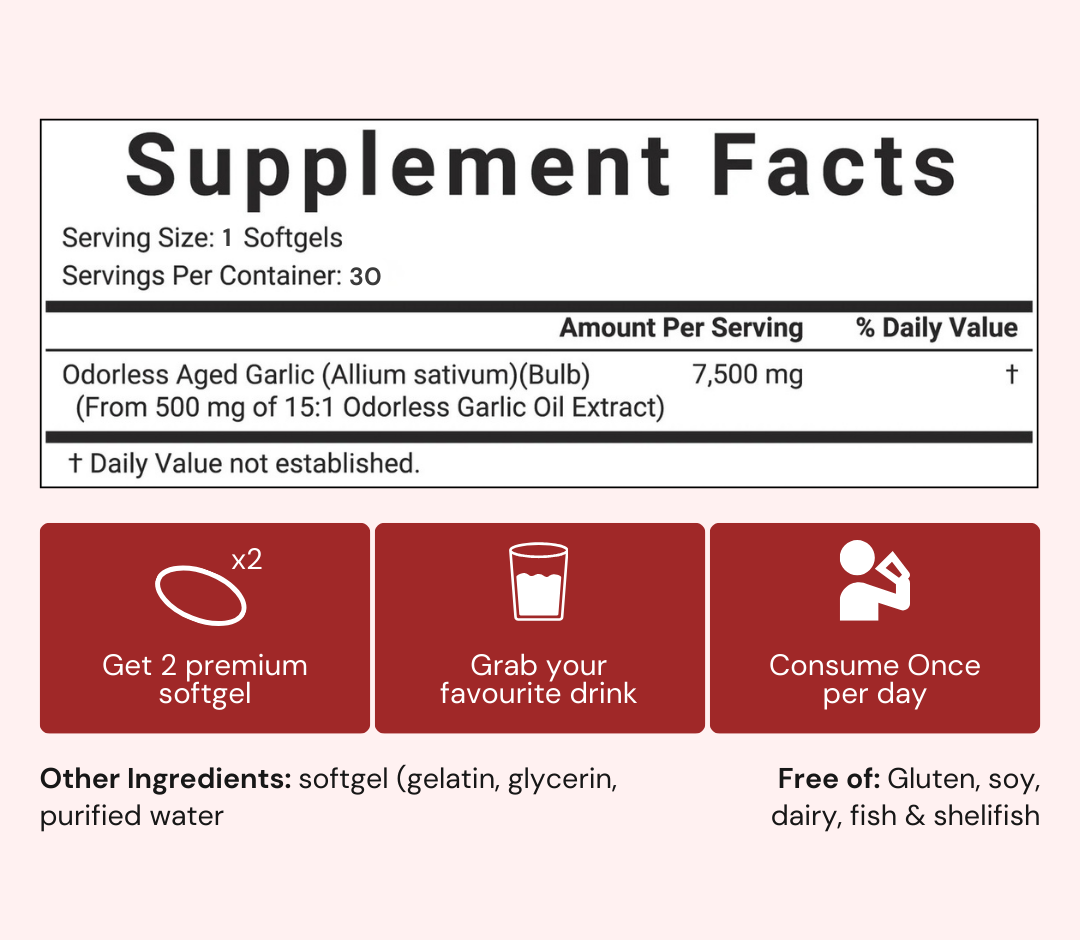 Extracto de ajo añejo - 7500 mg sin olor